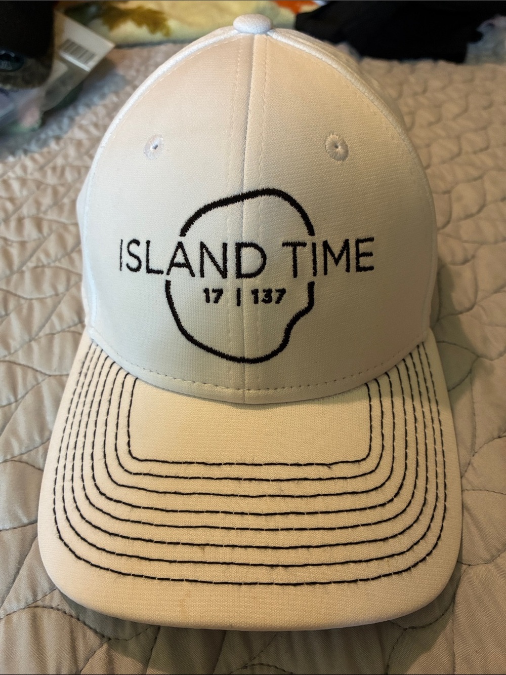 New Era White and Black "Island Time" Embroidered Baseball Cap
